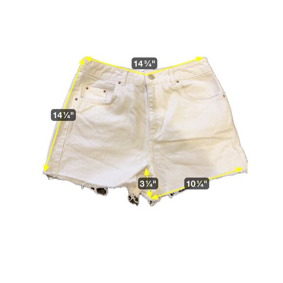 TopShop Moto-Mom Denim Shorts-Raw Hem-White-Size US 6/UK 10 - Picture 3 of 12